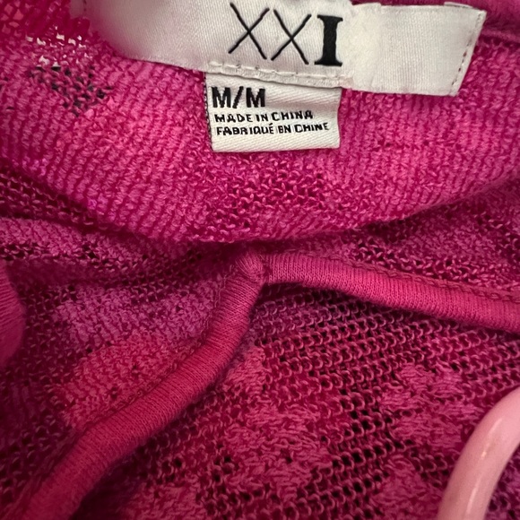 XXI pink lace spandex body on dress super sexy side split size medium. - Picture 4 of 5